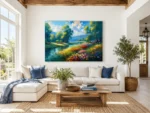 Blooming Riverside Meadow Canvas Wall Art
