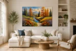 Golden Autumn Mountain Meadow Canvas Wall Art