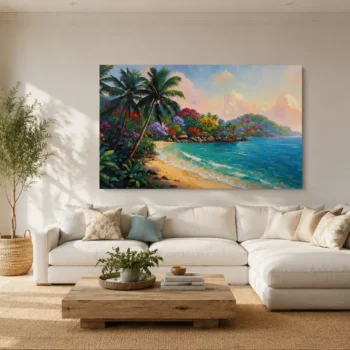 Tropical Shoreline Paradise Canvas Wall Art
