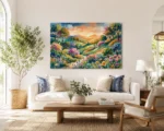 Watercolor Sunset Valley Canvas Wall Art