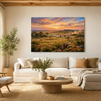 African Savanna Sunset Canvas Wall Art