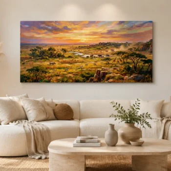 Serengeti Twilight Gathering Canvas Wall Art