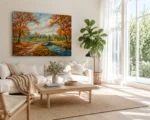Autumn Bridge Harmony Canvas Wall Art