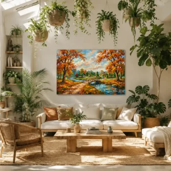 Autumn Garden Path Premium Canvas Wall Art