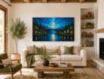 Midnight Bridge Starlit Canvas Wall Art