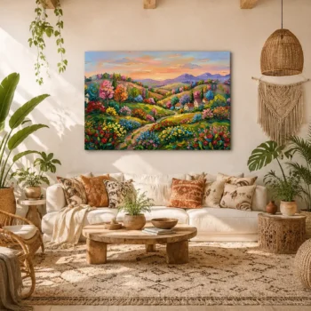 Tuscan Meadow Twilight Canvas Wall Art