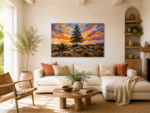 Golden Sunset Pine Canvas Wall Art