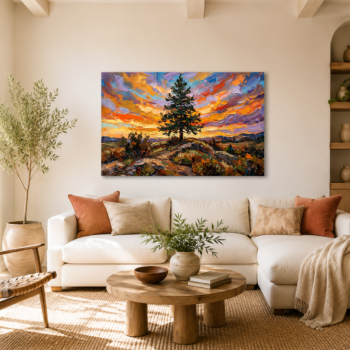 Golden Sunset Pine Canvas Wall Art