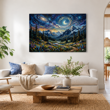 Celestial Mountain Meadow Canvas Wall Art