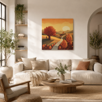 Golden Autumn Valley Canvas Wall Art