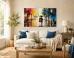 Rainy Alley Romance Canvas Wall Art