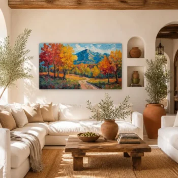 Autumn Harmony Mountain Path Canvas Wall Art