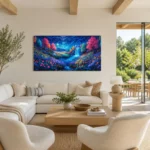 Psychedelic Stardust Cascade Cosmic Waterfall Canvas Wall Art