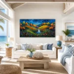 Shooting Star Stardust Cascade Flower Meadow Canvas Wall Art