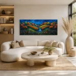 Shooting Star Stardust Panoramic Flower Meadow Canvas Wall Art