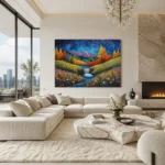 Enchanted Starlight Cascade Flower Meadow Canvas Wall Art