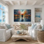 Romantic Rainy Autumn Stroll Cityscape Canvas Wall Art