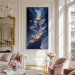 Celestial Angel and Cosmic Fantasy Realm Canvas Wall Art