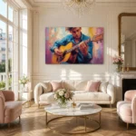 Passionate Male Guitarist Abstract Canvas Wall Art