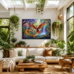 Majestic Phoenix Rising Mythical Forest Canvas Wall Art