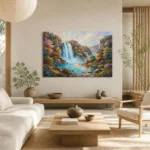 Enchanted Paradise Waterfall and Rainbow Canvas Wall Art