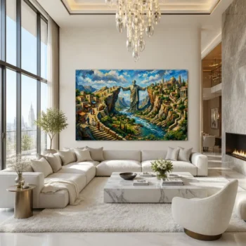 Colossal Stone Philosopher Monumental Ancient Landscape Canvas Wall Art