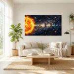 Celestial Symphony Solar System Alignment Impasto Oil Painting Canvas Wall Art