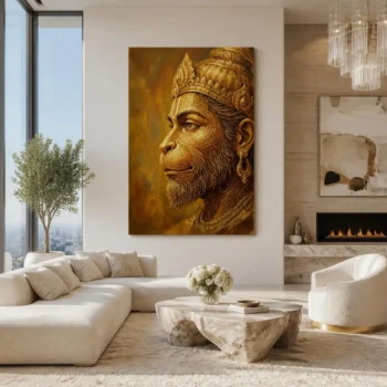 Divine Lord Hanuman Calligraphy Text Typography Canvas Wall Art