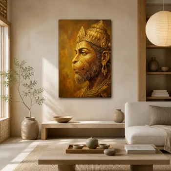 Sacred Ram Nam Calligraphy Lord Hanuman Devotional Canvas Wall Art