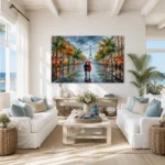 Romantic Paris Rain Eiffel Tower Impressionist Canvas Wall Art