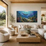 Mystical Sunken Shipwreck and Marine Life Impressionist Canvas Wall Art