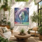 Magical Low Poly Unicorn Geometric Canvas Wall Art