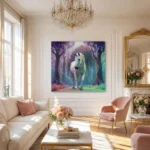 Geometric Low Poly Unicorn Enchanted Forest Canvas Wall Art