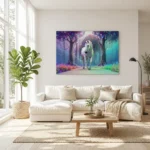 Pastel Neon Low Poly Mythical Creature Canvas Wall Art