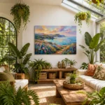 Vibrant Coastal Wildflower Bay Impressionist Canvas Wall Art