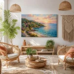 Sunlit Mediterranean Coast Impressionist Canvas Wall Art