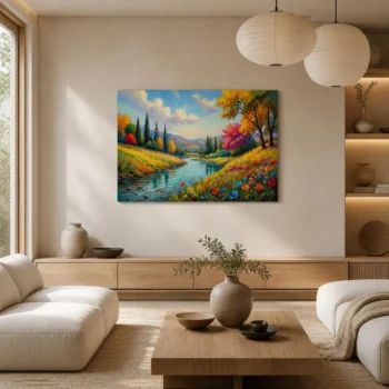 Blooming River Valley Canvas Wall Art
