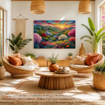 Tuscan Blossom Sunset Canvas Wall Art