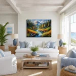 Majestic Mountain River Canvas Wall Art