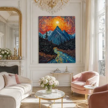 Radiant Celestial Mountain Peak Canvas Wall Art