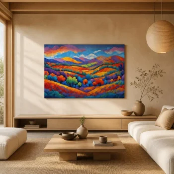 Vibrant Rolling Hills Mosaic Canvas Wall Art