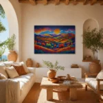 Vibrant Sunburst Rolling Hills Canvas Wall Art