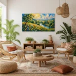 Golden Sun River Valley Canvas Wall Art