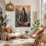 Lord Shiva Meditating in the Himalayas Canvas Wall Art