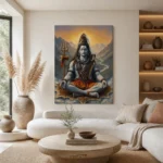 Adiyogi Lord Shiva in Himalayan Valley Canvas Wall Art