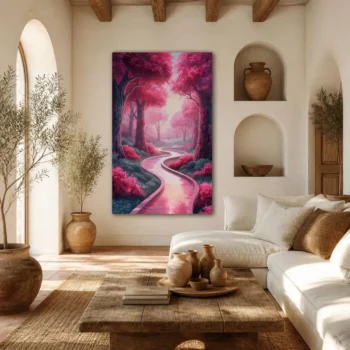 Enchanted Pink Forest Pathway Canvas Wall Art