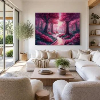 Enchanted Crimson Parasol Canvas Wall Art